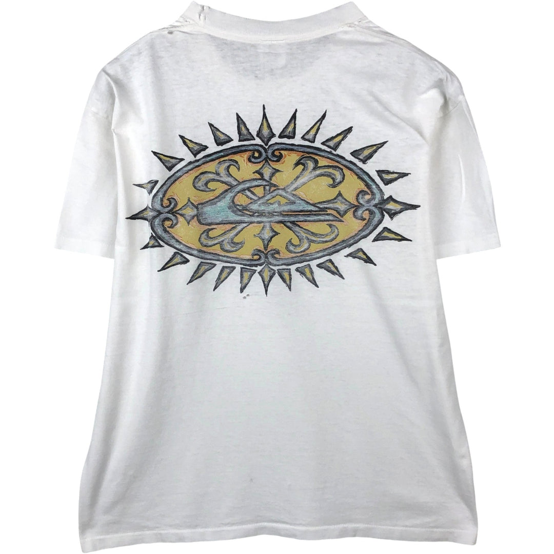 90'S Quiksilver Back Logo Surf Skate T-Shirt, Made in USA, Men's Size L (Equivalent), Vintage cotton white type Vintage Second Hand