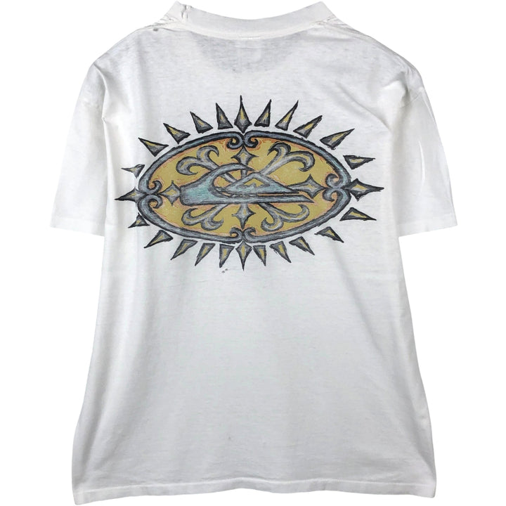 90'S Quiksilver Back Logo Surf Skate T-Shirt, Made in USA, Men's Size L (Equivalent), Vintage cotton white type Vintage Second Hand