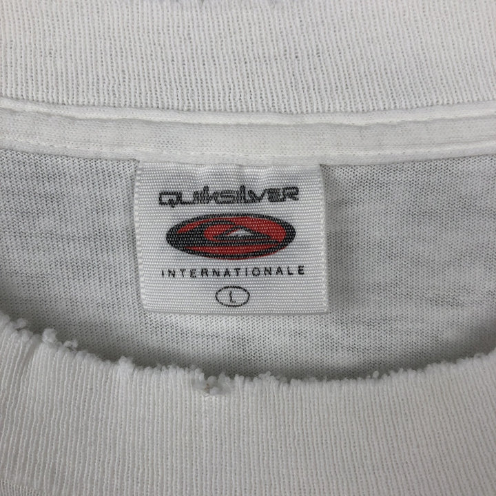 90'S Quiksilver Back Logo Surf Skate T-Shirt, Made in USA, Men's Size L (Equivalent), Vintage cotton white type Vintage Second Hand