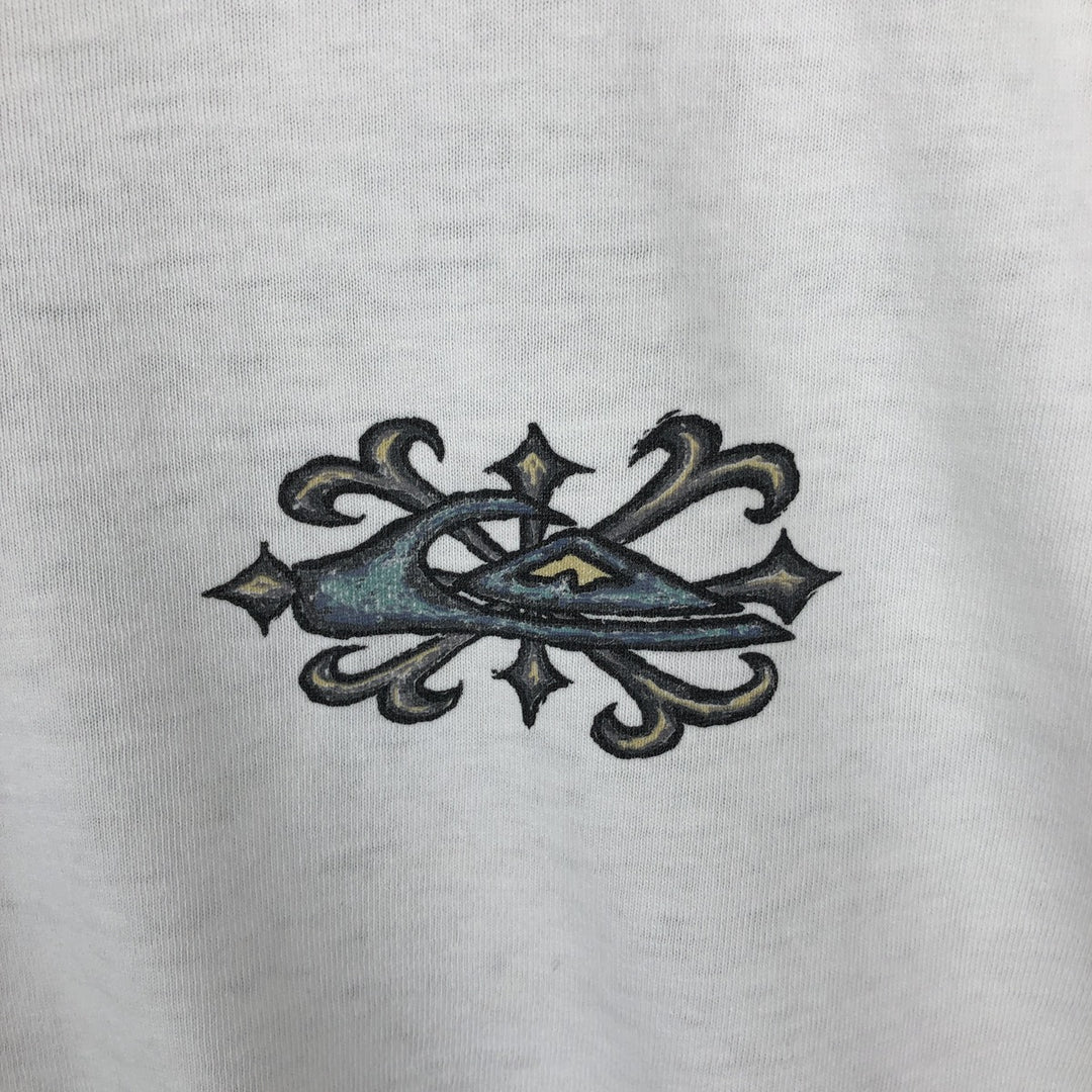 90'S Quiksilver Back Logo Surf Skate T-Shirt, Made in USA, Men's Size L (Equivalent), Vintage cotton white type Vintage Second Hand
