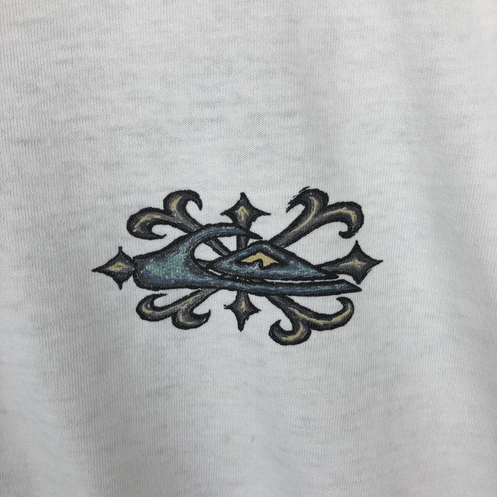 90'S Quiksilver Back Logo Surf Skate T-Shirt, Made in USA, Men's Size L (Equivalent), Vintage cotton white type Vintage Second Hand