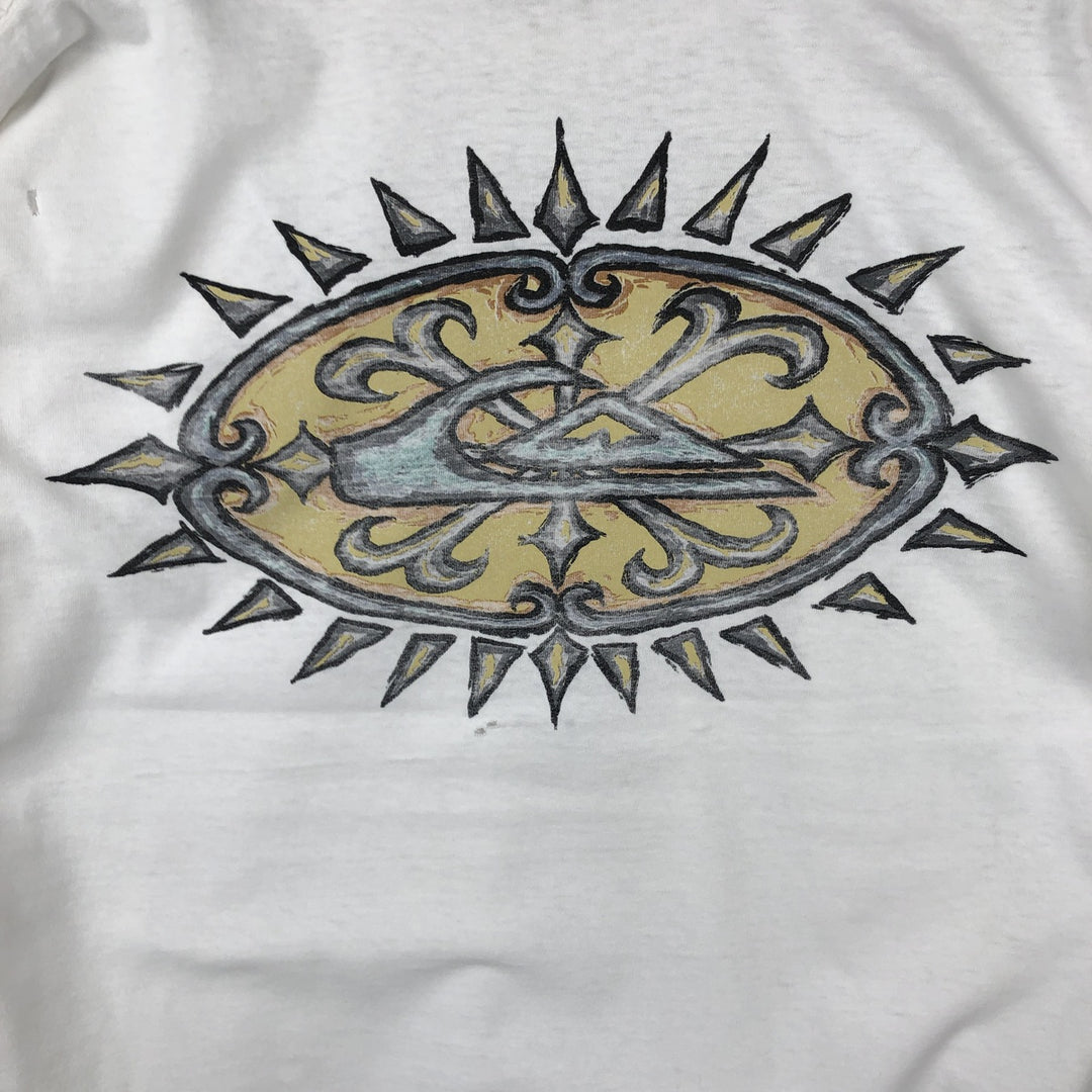 90'S Quiksilver Back Logo Surf Skate T-Shirt, Made in USA, Men's Size L (Equivalent), Vintage cotton white type Vintage Second Hand