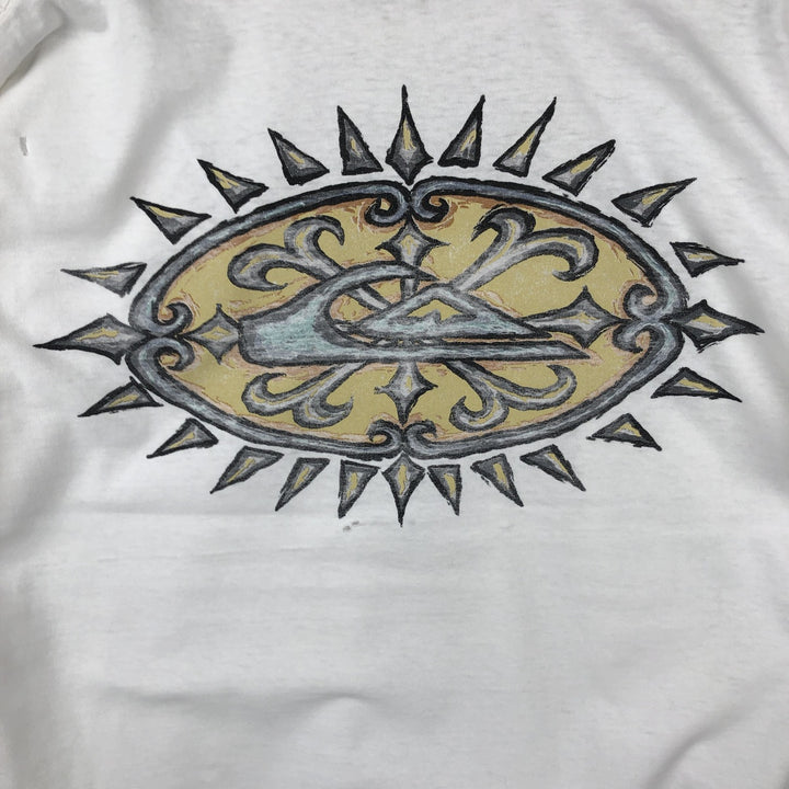 90'S Quiksilver Back Logo Surf Skate T-Shirt, Made in USA, Men's Size L (Equivalent), Vintage cotton white type Vintage Second Hand