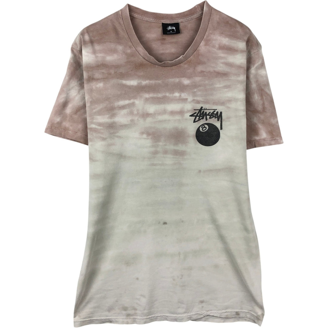 Stussy Tie-Dye Pattern Back Logo Surf Skate T-Shirt (Men's Size M) cotton pink type Vintage Second Hand