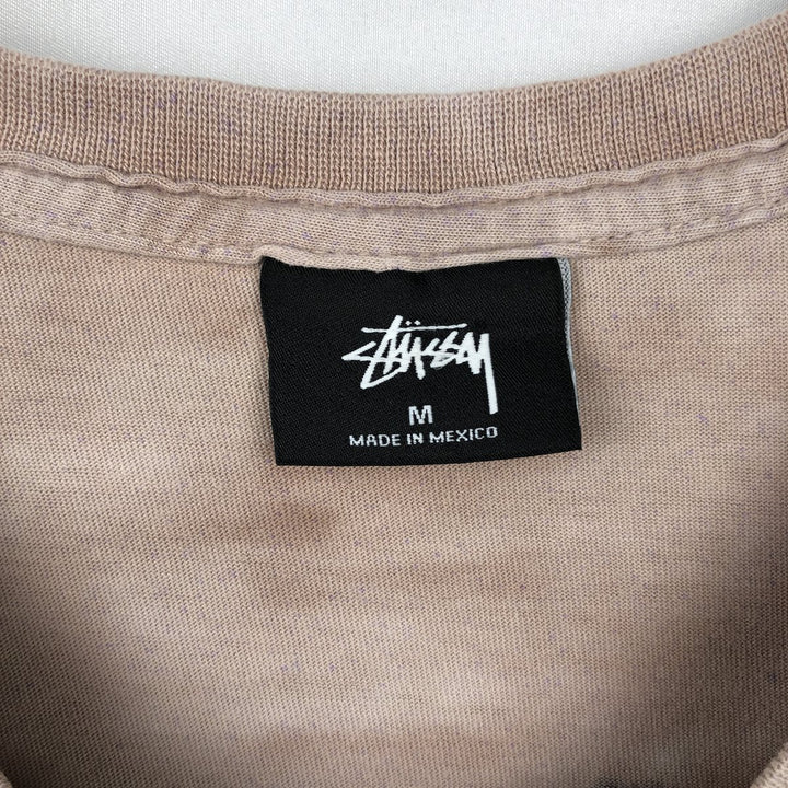 Stussy Tie-Dye Pattern Back Logo Surf Skate T-Shirt (Men's Size M) cotton pink type Vintage Second Hand
