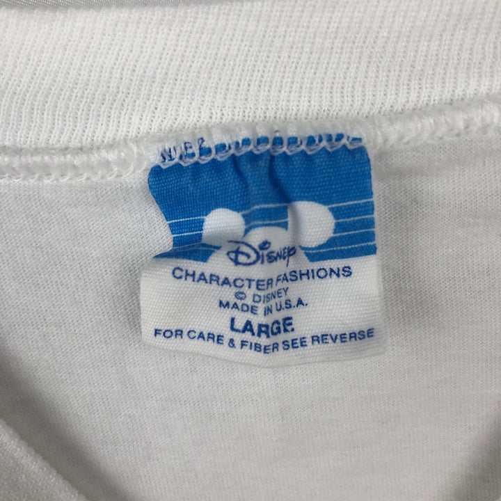 90'S Disney Mickey Mouse Character Print T-Shirt, Made in USA, Men's Size L (approx.), Vintage cotton white type Vintage Second Hand
