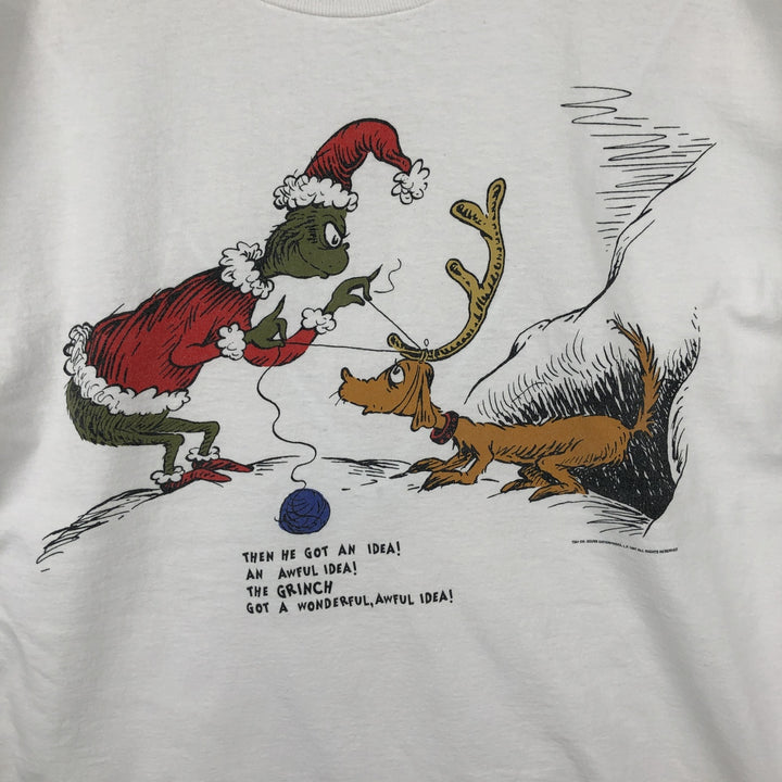 90'S TULTEX GRINCH character print T-shirt, men's size XL equivalent, vintage. cotton white type Vintage Second Hand
