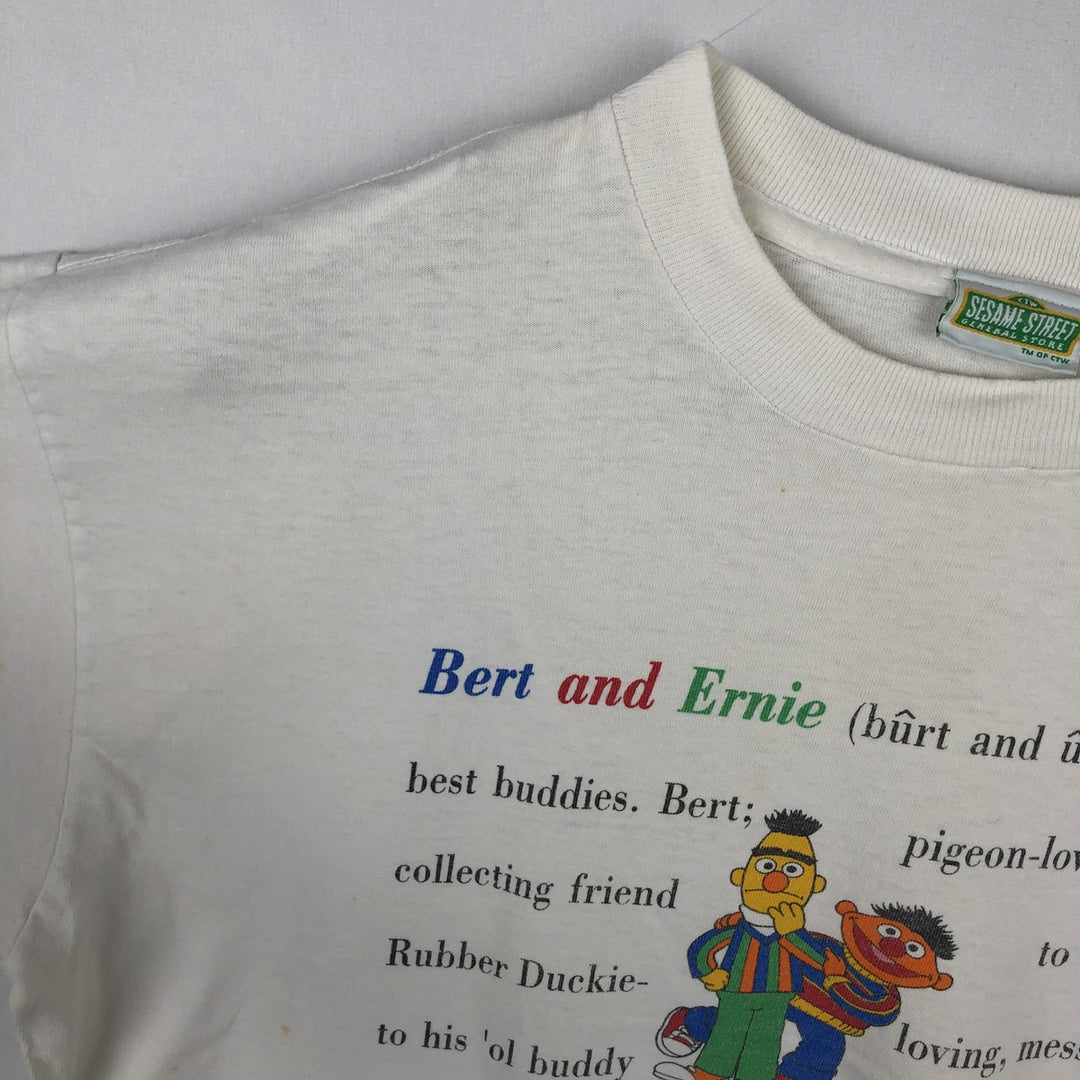 90'S Sesame Street Bert & Ernie Character Print T-Shirt, Men's Size XL (Equivalent), Vintage cotton white type Vintage Second Hand