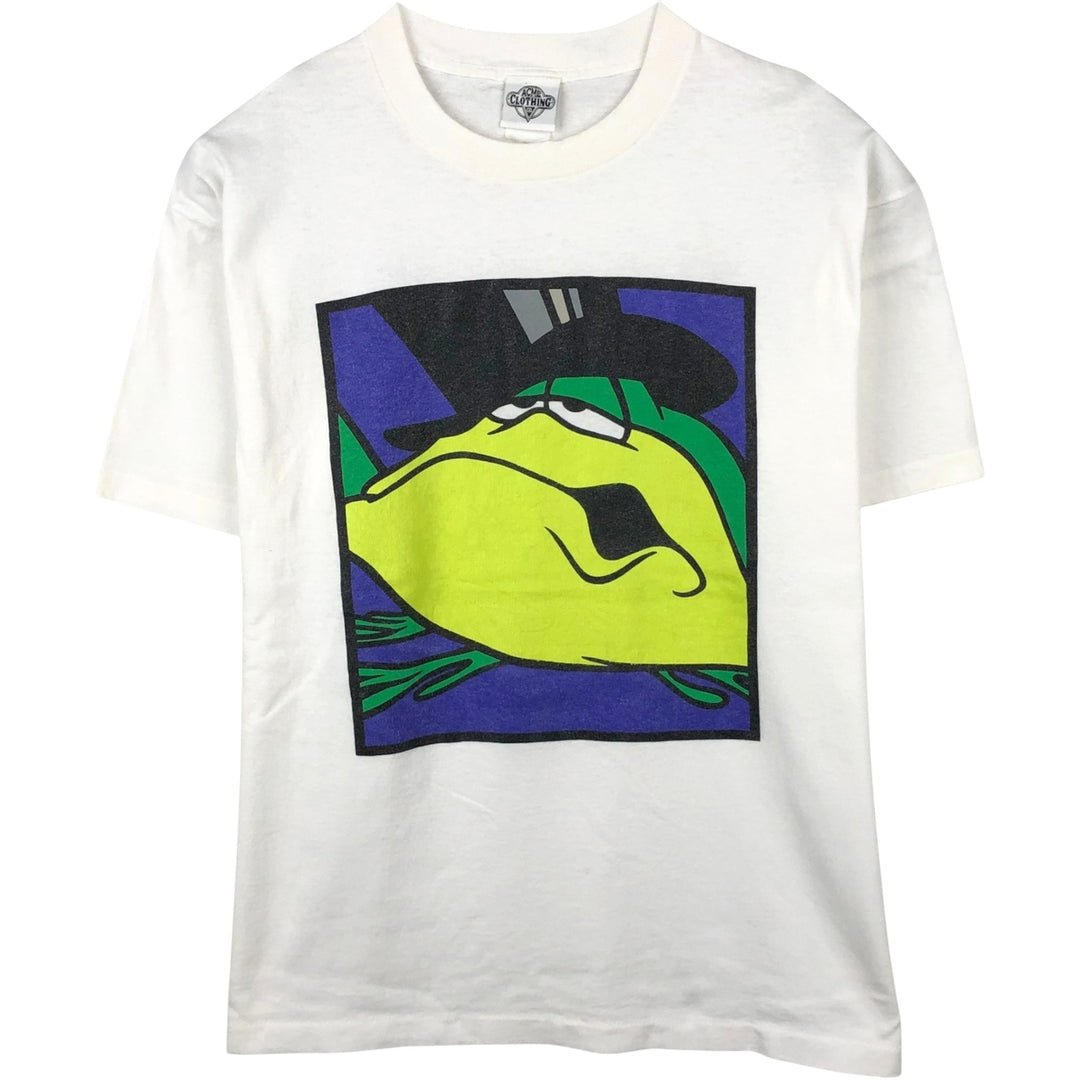 90'S ACME CLOTHING CO. Looney Tunes Michigan J. Frog Character Print T-Shirt, Men's XL (approx.), Vintage cotton white type Vintage Second Hand