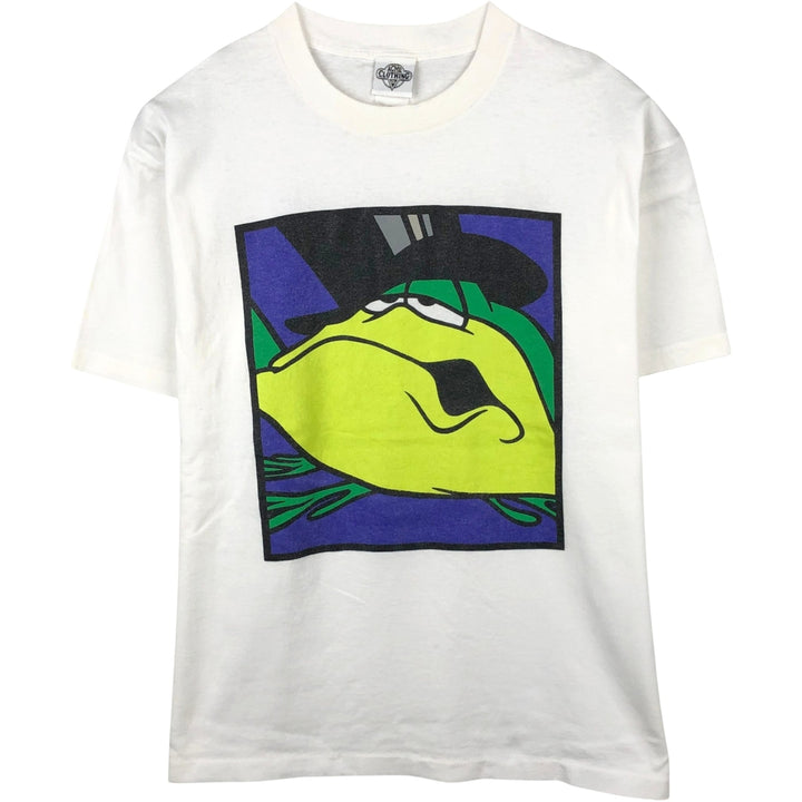 90'S ACME CLOTHING CO. Looney Tunes Michigan J. Frog Character Print T-Shirt, Men's XL (approx.), Vintage cotton white type Vintage Second Hand