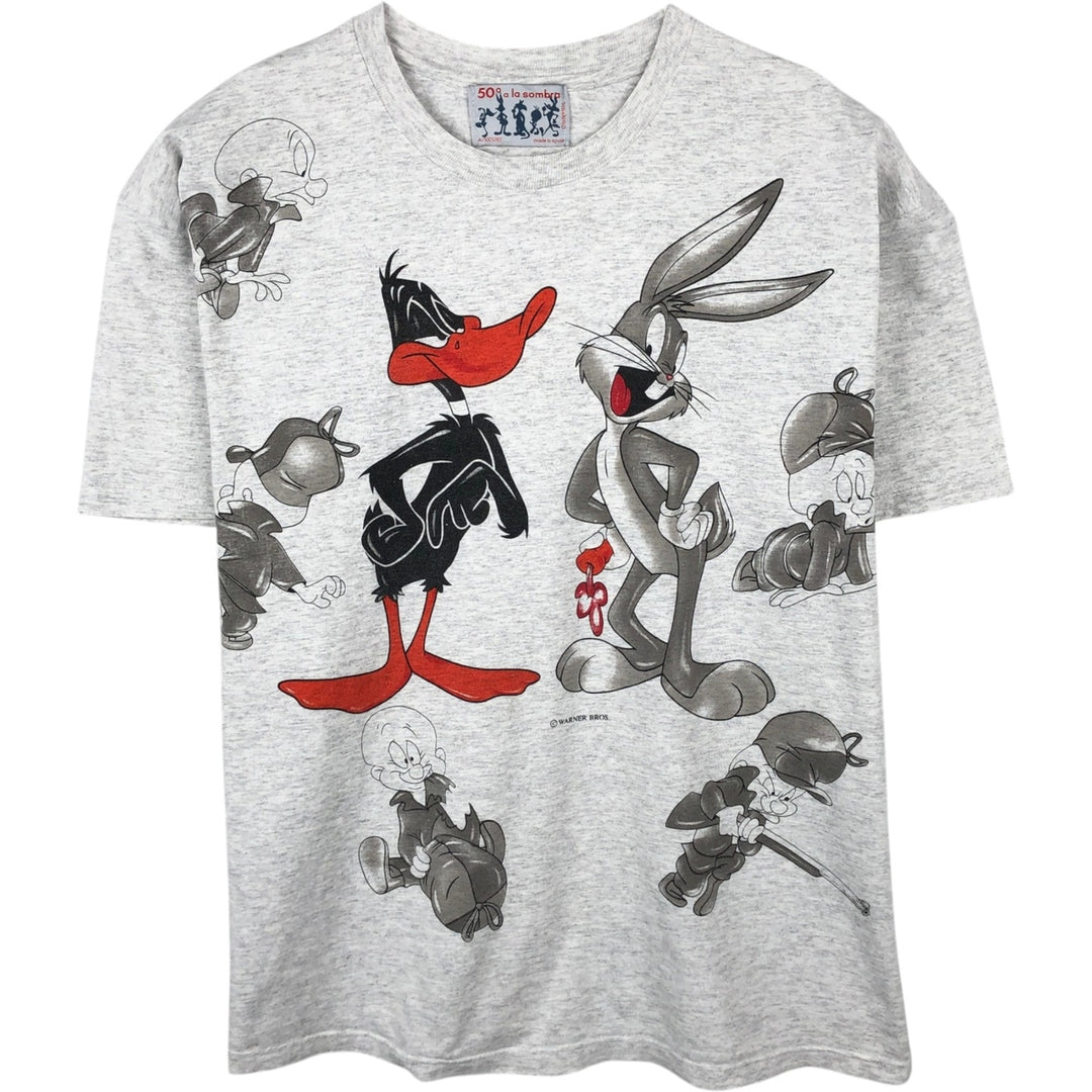 90s-00'S Hanes LOONEY TUNES Large Print Character T-Shirt, Men's XL (approx.) cotton gray type Vintage Second Hand