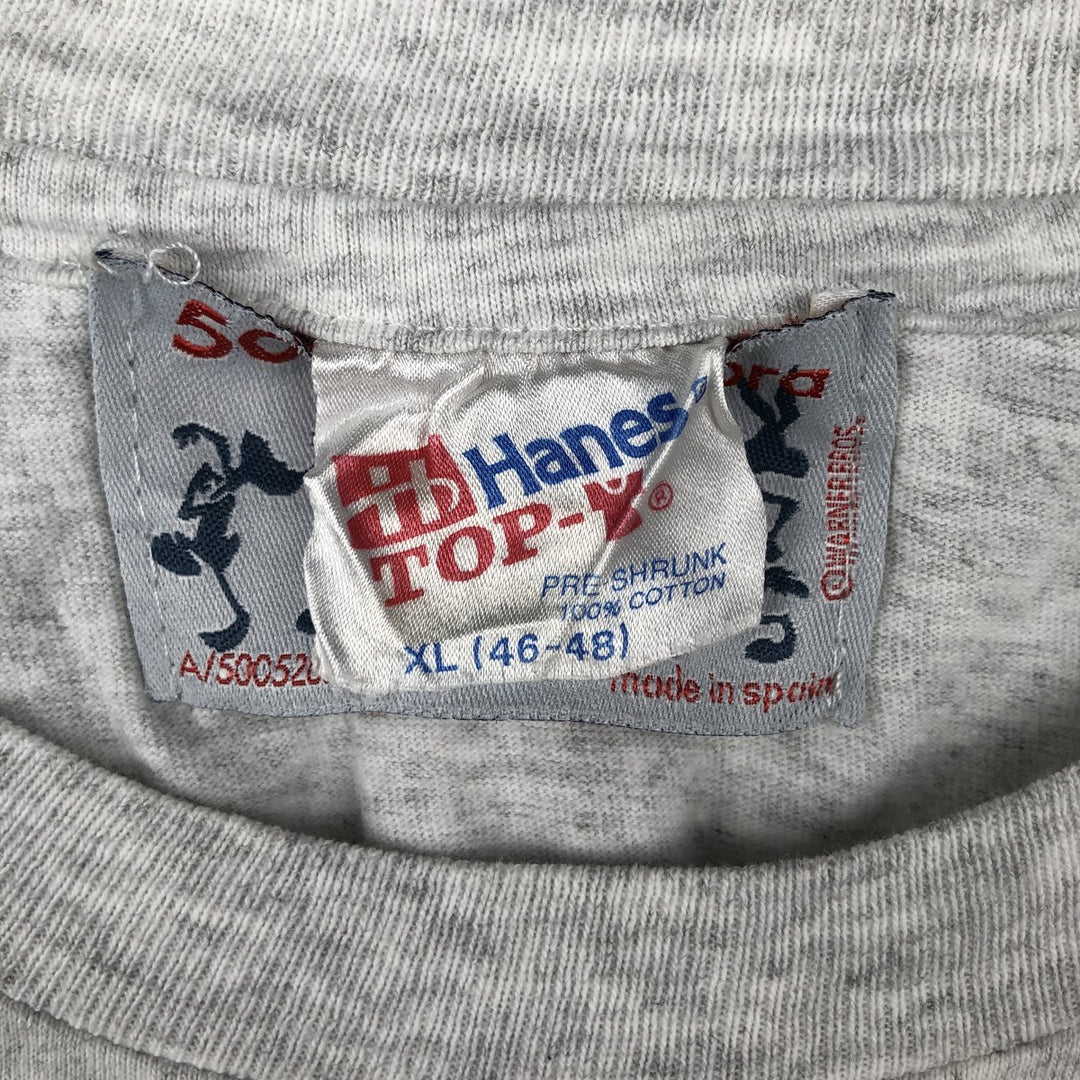 90s-00'S Hanes LOONEY TUNES Large Print Character T-Shirt, Men's XL (approx.) cotton gray type Vintage Second Hand