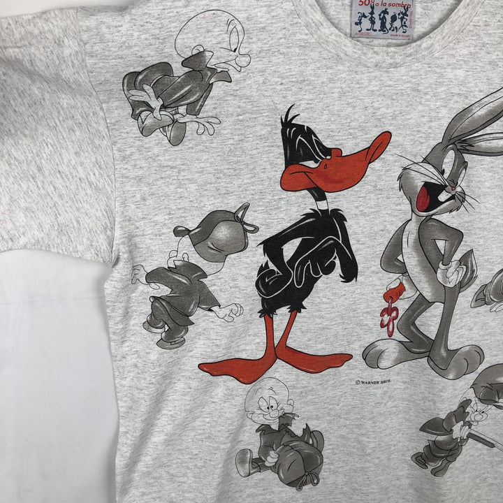 90s-00'S Hanes LOONEY TUNES Large Print Character T-Shirt, Men's XL (approx.) cotton gray type Vintage Second Hand