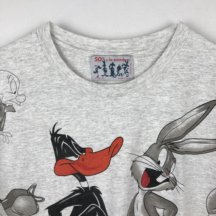 90s-00'S Hanes LOONEY TUNES Large Print Character T-Shirt, Men's XL (approx.) cotton gray type Vintage Second Hand