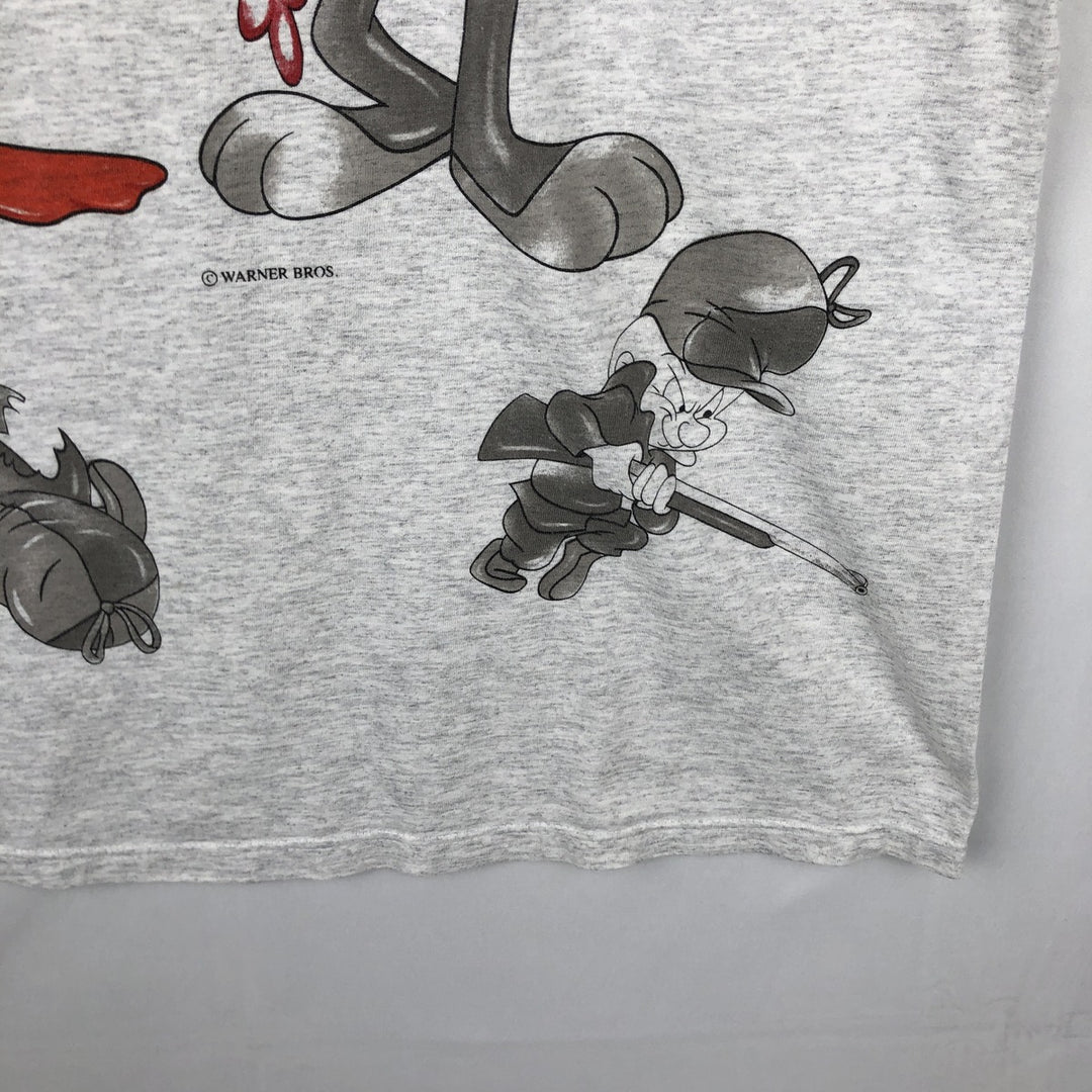 90s-00'S Hanes LOONEY TUNES Large Print Character T-Shirt, Men's XL (approx.) cotton gray type Vintage Second Hand