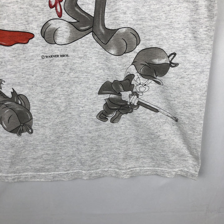 90s-00'S Hanes LOONEY TUNES Large Print Character T-Shirt, Men's XL (approx.) cotton gray type Vintage Second Hand