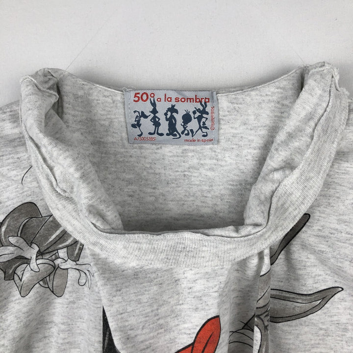 90s-00'S Hanes LOONEY TUNES Large Print Character T-Shirt, Men's XL (approx.) cotton gray type Vintage Second Hand