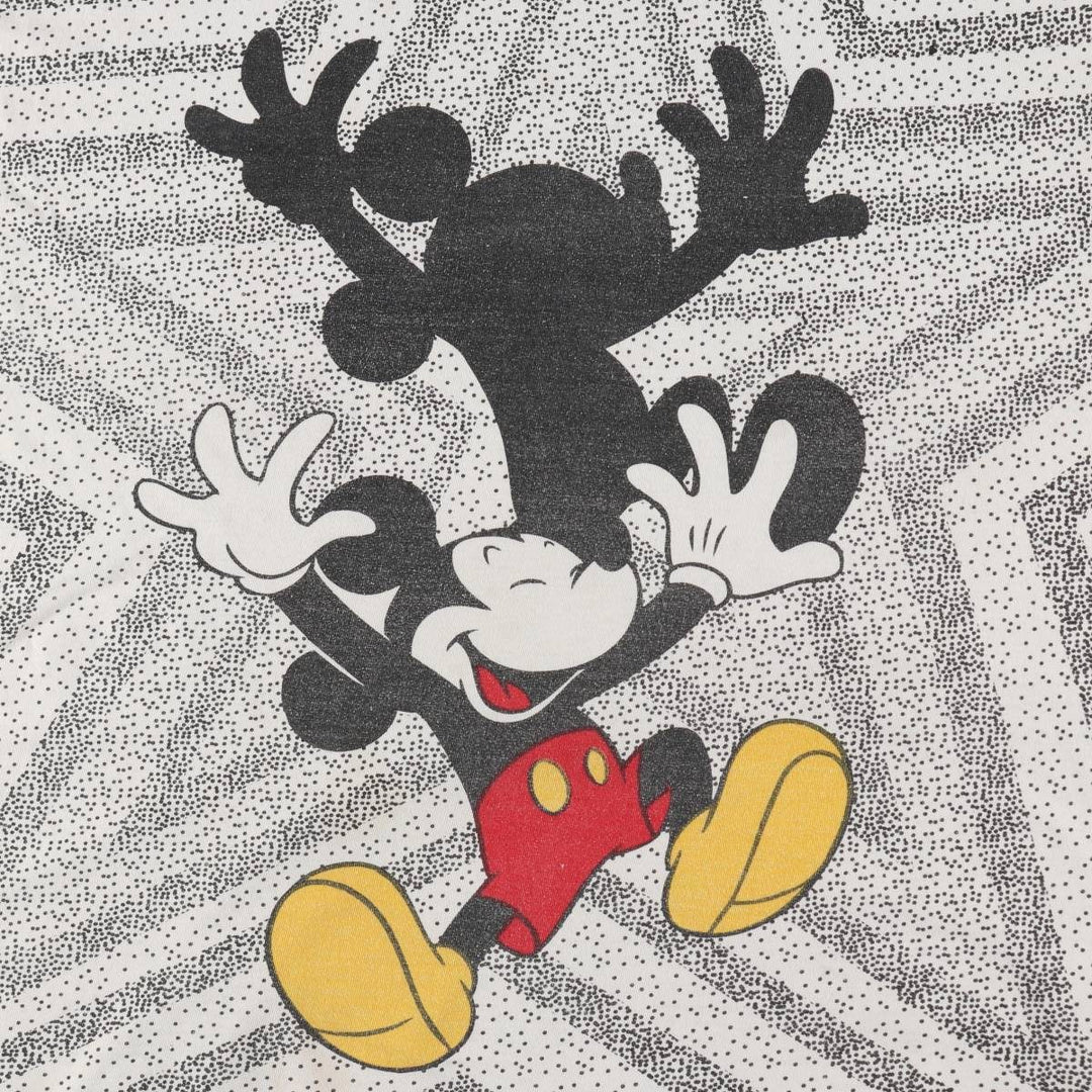 Big size 90'S Disney Mickey Mouse all-over print character t-shirt, men's equivalent to XXXL. unclear white type Vintage Second Hand