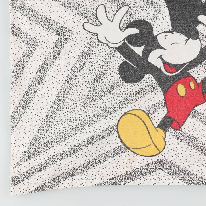 Big size 90'S Disney Mickey Mouse all-over print character t-shirt, men's equivalent to XXXL. unclear white type Vintage Second Hand