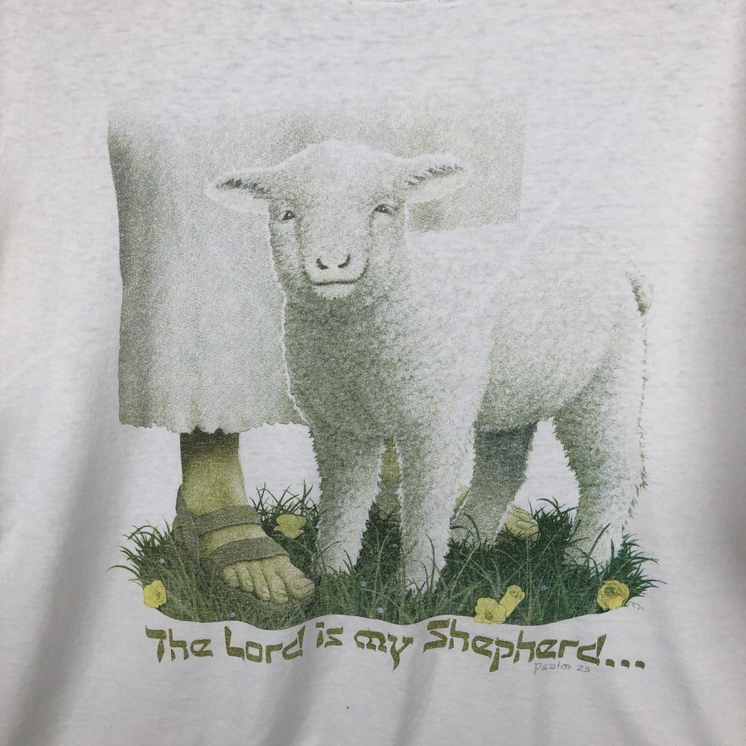 90'S Delta (DELTA) Sheep Pattern Animal T-Shirt, Made in USA, Men's XL equivalent, Vintage cotton white type Vintage Second Hand