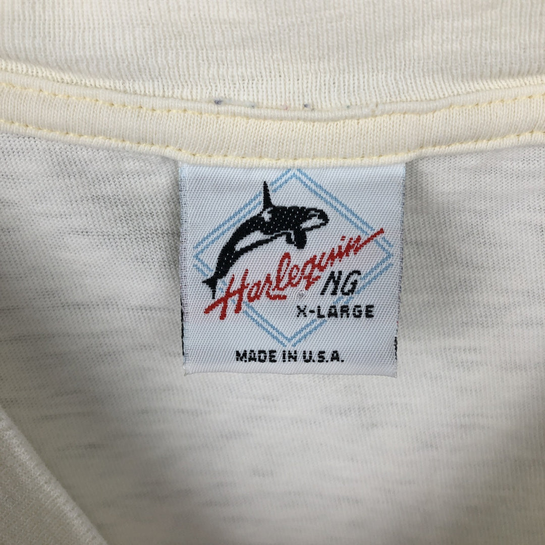 80'S Harlequin Eagle Pattern Animal T-Shirt, Made in USA, Men's XL (approx.) Vintage cotton white type Vintage Second Hand