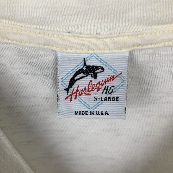 80'S Harlequin Eagle Pattern Animal T-Shirt, Made in USA, Men's XL (approx.) Vintage cotton white type Vintage Second Hand