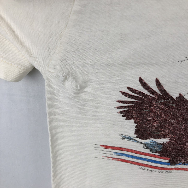 80'S Harlequin Eagle Pattern Animal T-Shirt, Made in USA, Men's XL (approx.) Vintage cotton white type Vintage Second Hand