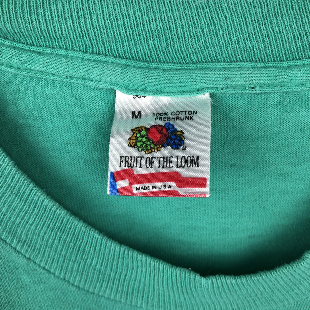 1980'S Fruit of the Loom Cat Pattern Animal T-Shirt, Made in USA, Men's Size M (approx.), Vintage cotton green type Vintage Second Hand