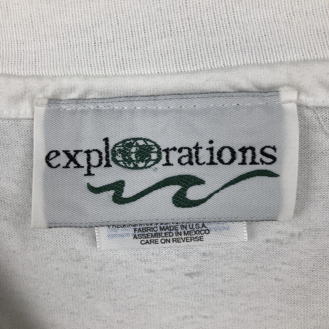 90'S Hanes EXPLORATIONS Seal Pattern Animal T-Shirt, Men's XL equivalent, Vintage cotton white type Vintage Second Hand