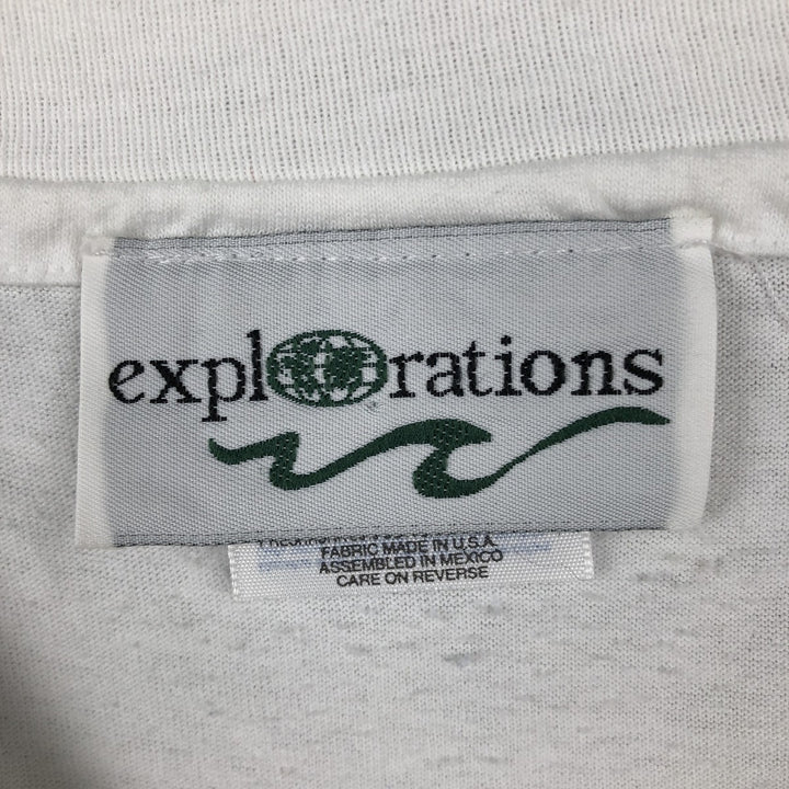 90'S Hanes EXPLORATIONS Seal Pattern Animal T-Shirt, Men's XL equivalent, Vintage cotton white type Vintage Second Hand