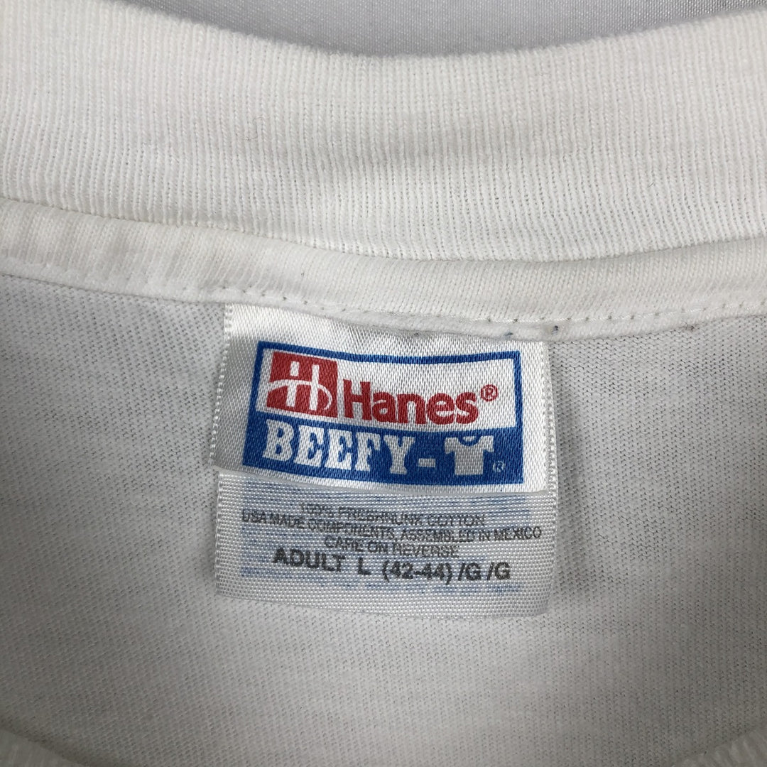 90'S Hanes BEEFY-T WARBLERS Bird Print Animal T-Shirt, Men's Size L (approx.), Vintage cotton white type Vintage Second Hand