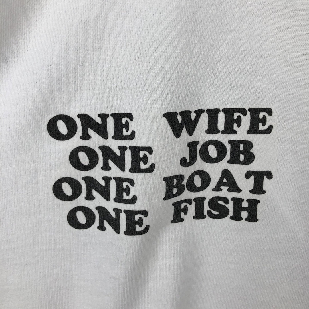 90'S TSFORIGINALS Fish Print Animal T-Shirt, Made in USA, Men's XXL equivalent, Vintage cotton white type Vintage Second Hand