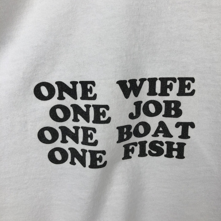 90'S TSFORIGINALS Fish Print Animal T-Shirt, Made in USA, Men's XXL equivalent, Vintage cotton white type Vintage Second Hand