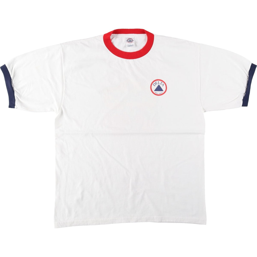 2000'S Delta PRO WEIGHT Ringer T-shirt, Men's Size L (approx.) cotton white type Vintage Second Hand
