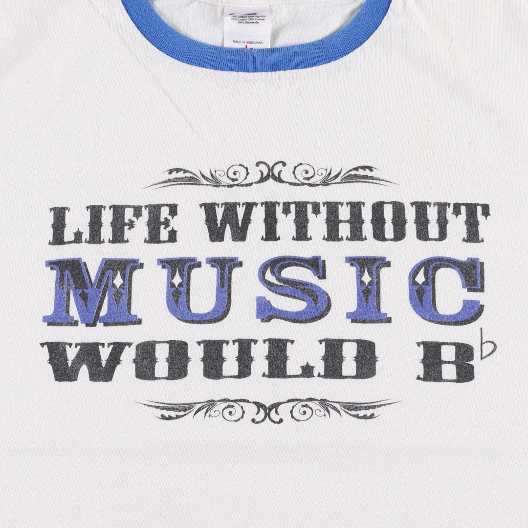 00'S Anvil Message Ringer T-shirt Men's L size cotton white type Vintage Second Hand
