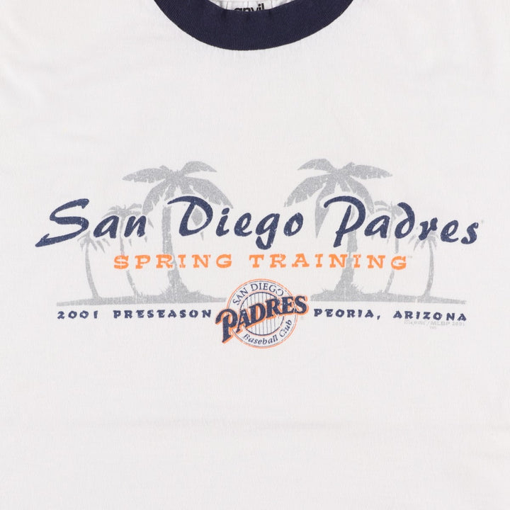 2000'S Anvil MLB San Diego Padres Ringer T-Shirt, Made in USA, Men's Size M cotton white type Vintage Second Hand