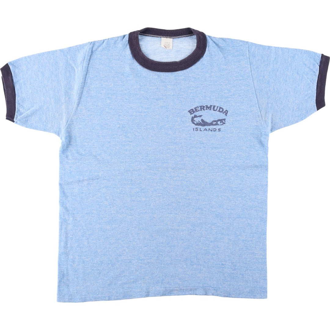 80s-90'S Sherry Ringer T-shirt, Made in USA, Men's Size L (approx.), Vintage polyester Blue type light blue Vintage Second Hand