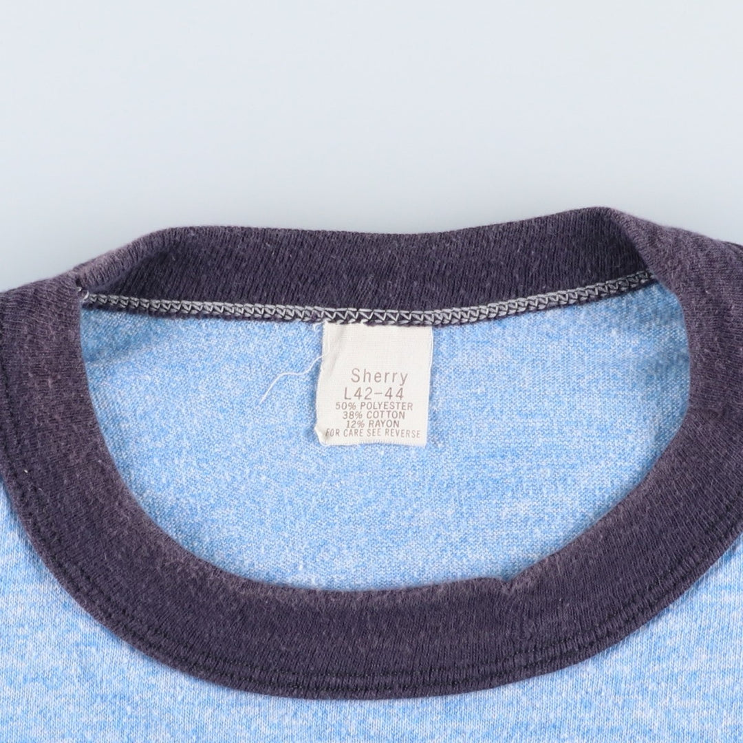 80s-90'S Sherry Ringer T-shirt, Made in USA, Men's Size L (approx.), Vintage polyester Blue type light blue Vintage Second Hand