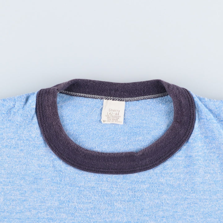 80s-90'S Sherry Ringer T-shirt, Made in USA, Men's Size L (approx.), Vintage polyester Blue type light blue Vintage Second Hand