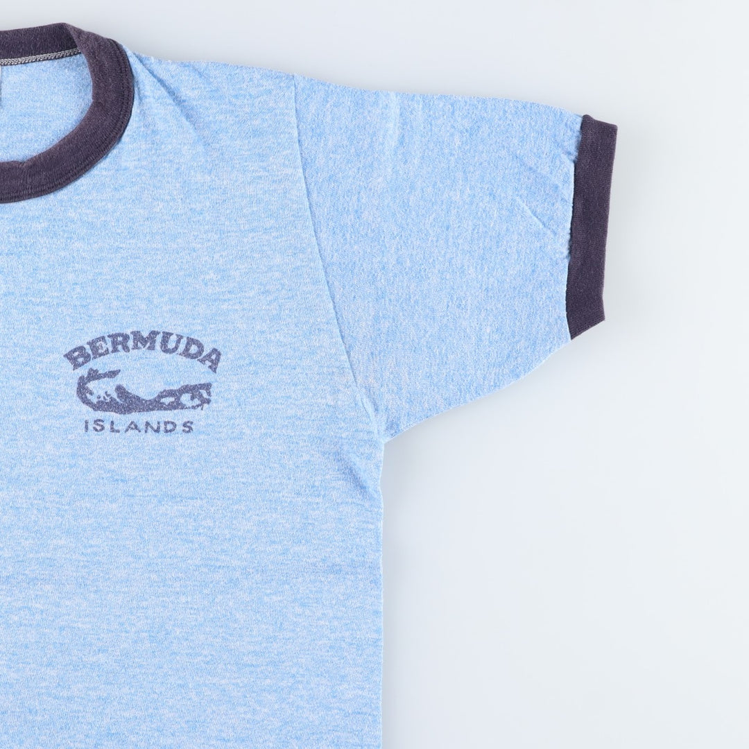 80s-90'S Sherry Ringer T-shirt, Made in USA, Men's Size L (approx.), Vintage polyester Blue type light blue Vintage Second Hand
