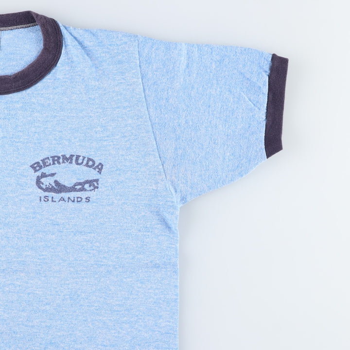 80s-90'S Sherry Ringer T-shirt, Made in USA, Men's Size L (approx.), Vintage polyester Blue type light blue Vintage Second Hand