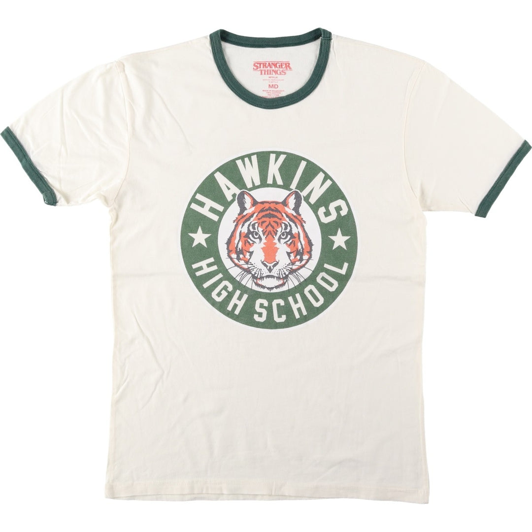 STRANGER THINGS Movie Ringer T-Shirt (Men's Size M) cotton unbleached Vintage Second Hand