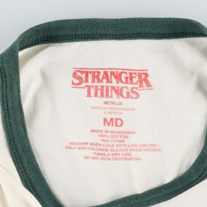 STRANGER THINGS Movie Ringer T-Shirt (Men's Size M) cotton unbleached Vintage Second Hand