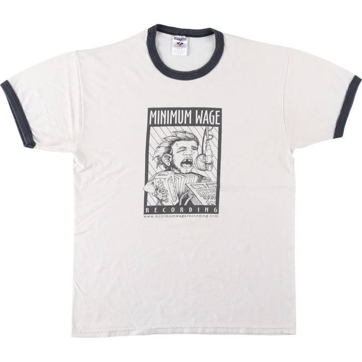 90s-00'S Jerzees Ringer T-shirt, Men's Size M (approx.), Vintage cotton white type Vintage Second Hand