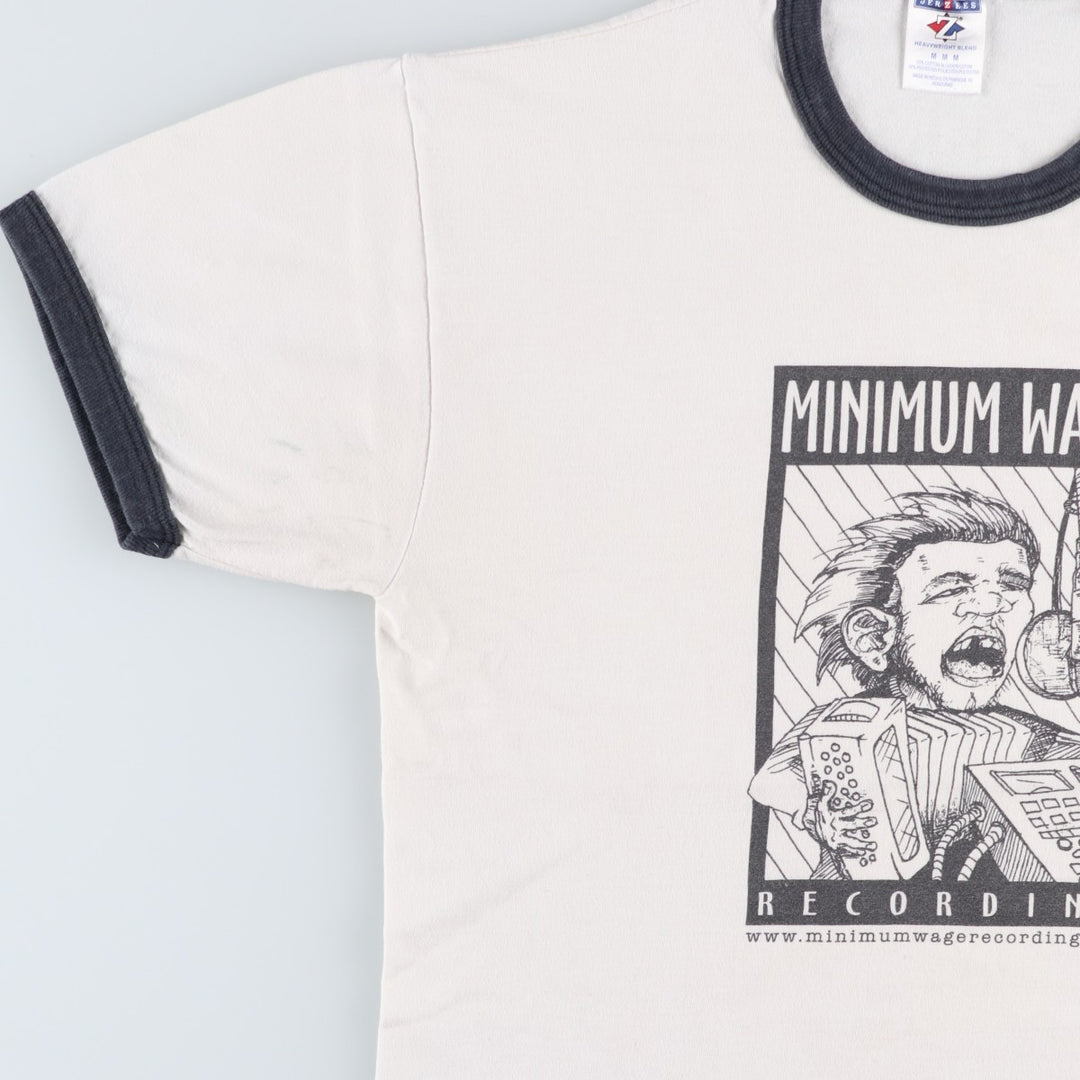 90s-00'S Jerzees Ringer T-shirt, Men's Size M (approx.), Vintage cotton white type Vintage Second Hand