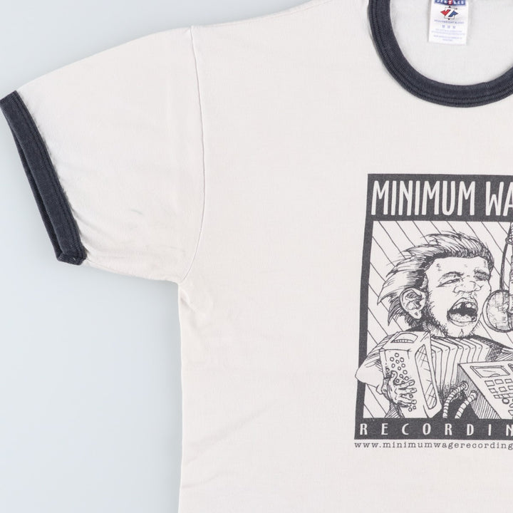 90s-00'S Jerzees Ringer T-shirt, Men's Size M (approx.), Vintage cotton white type Vintage Second Hand