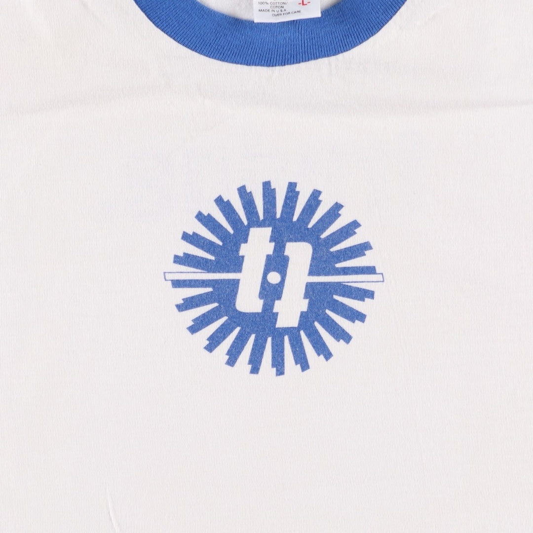 90'S Anvil Ringer T-Shirt, Made in USA, Men's Size L (Equivalent), Vintage cotton white type Vintage Second Hand