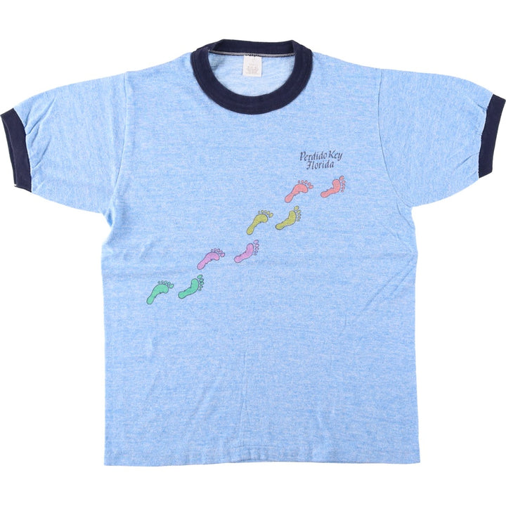 80'S Sherry Ringer T-Shirt, Made in USA, Men's Size M (approx.), Vintage polyester Blue type light blue Vintage Second Hand