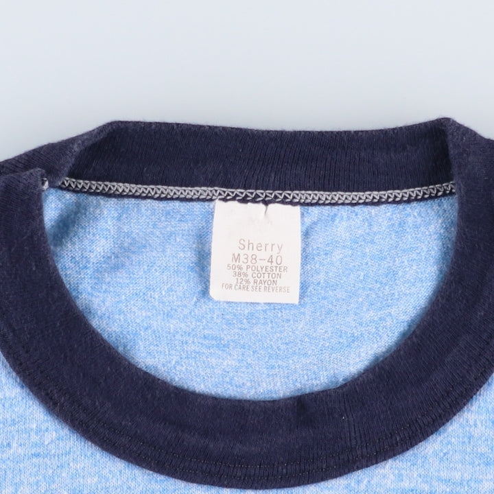 80'S Sherry Ringer T-Shirt, Made in USA, Men's Size M (approx.), Vintage polyester Blue type light blue Vintage Second Hand