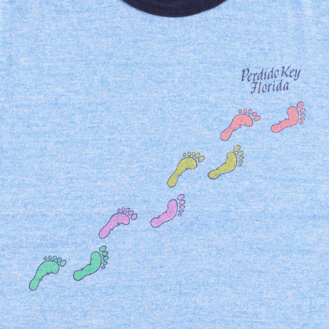 80'S Sherry Ringer T-Shirt, Made in USA, Men's Size M (approx.), Vintage polyester Blue type light blue Vintage Second Hand